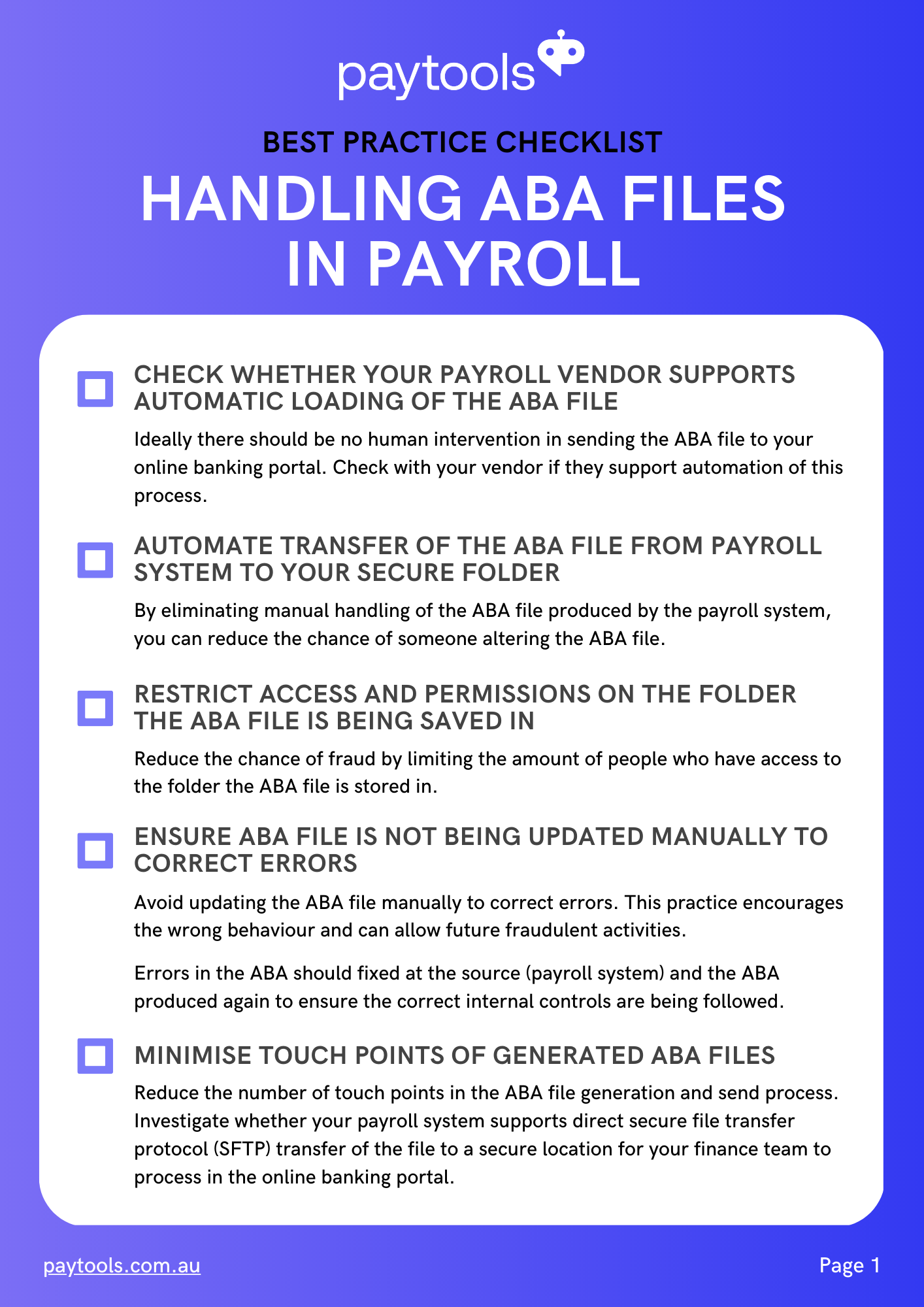 ABA File Handling Best Practice Checklist cover
