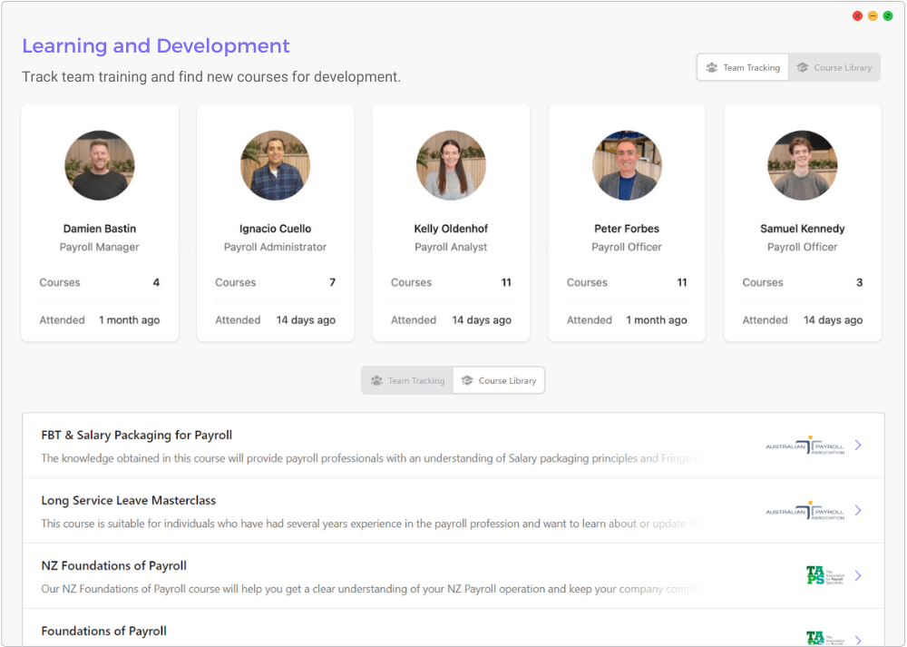 Learning & Development module in Paytools