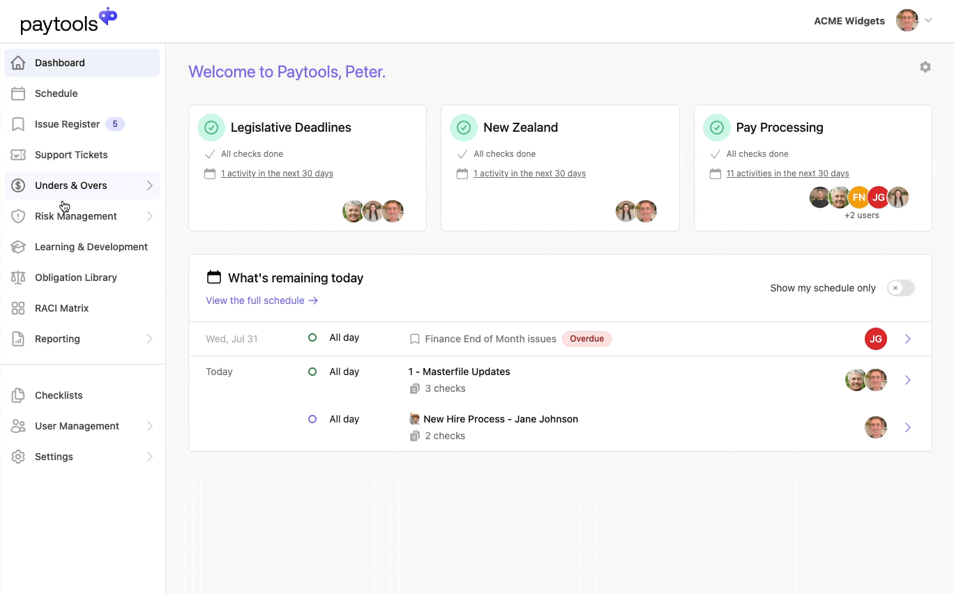 Paytools payroll checklist integrated into the pay run