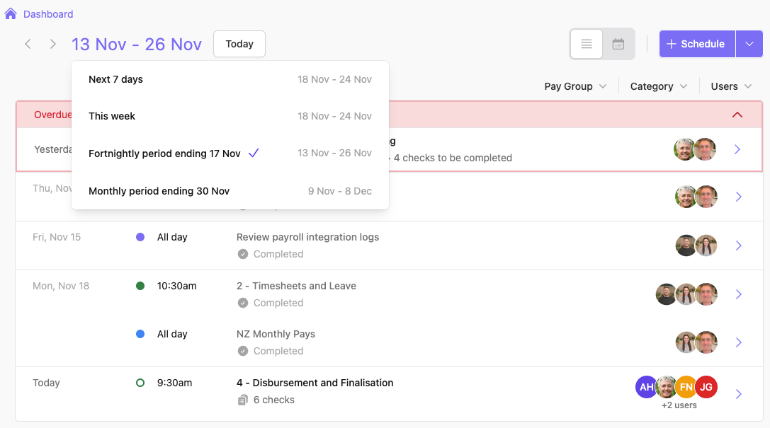 Payroll calendar